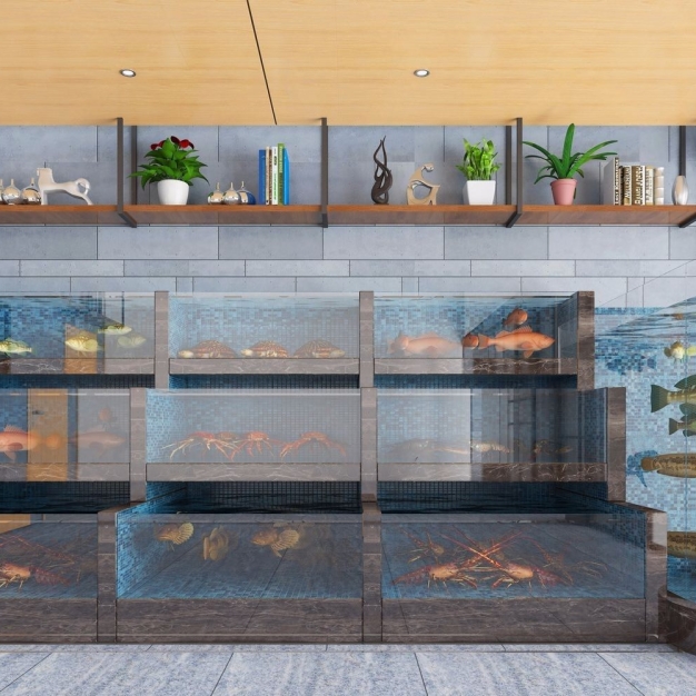 现代玻璃海鲜池鱼池3D模型