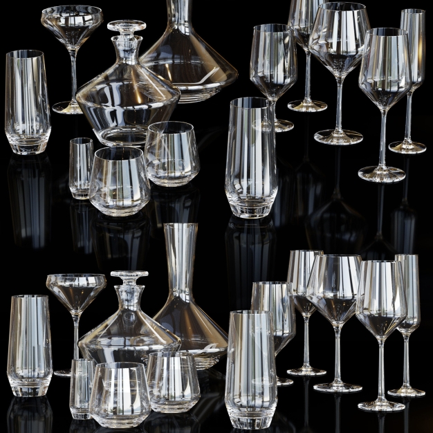 现代玻璃杯酒杯3D模型