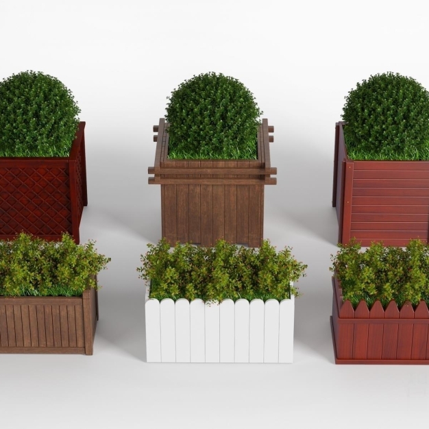 现代盆栽花箱3D模型