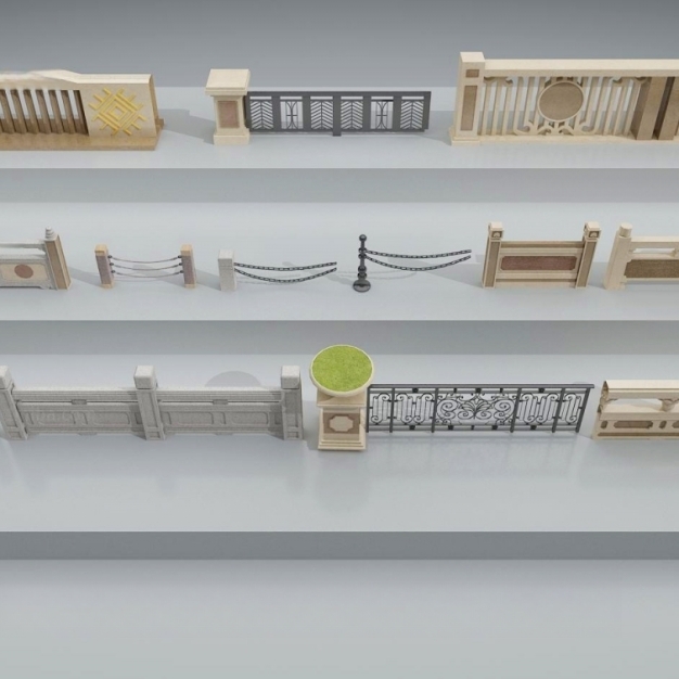 欧式栏杆护栏组合3D模型
