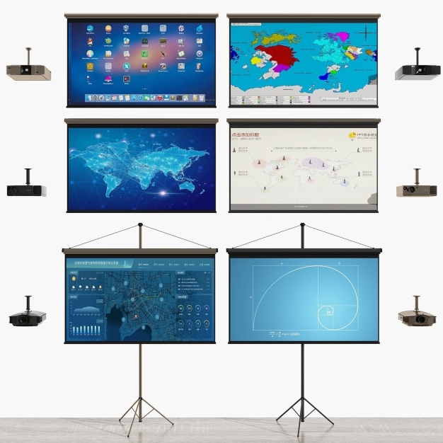 现代投影幕布3D模型