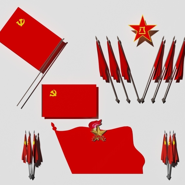 现代国徽旗帜3D模型