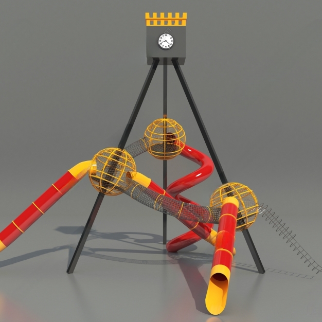 现代儿童滑梯组合3D模型