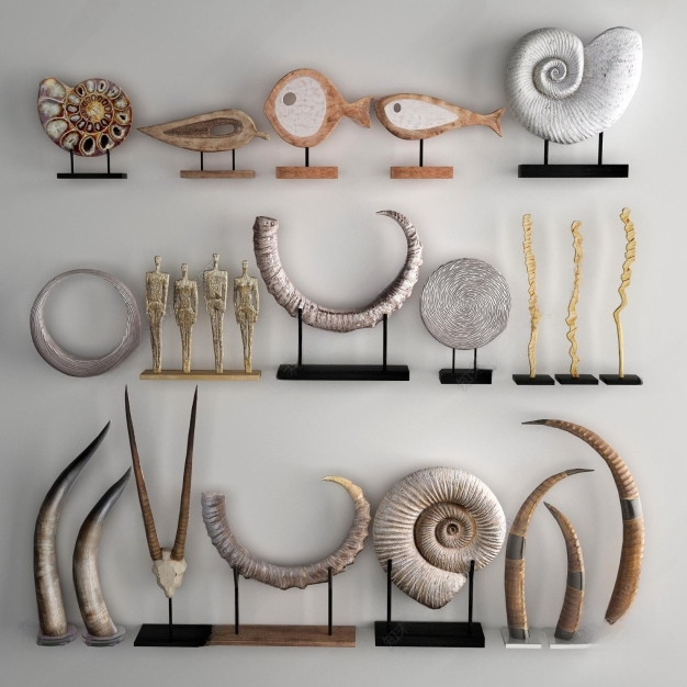 现代格牛角海螺摆设品3D模型