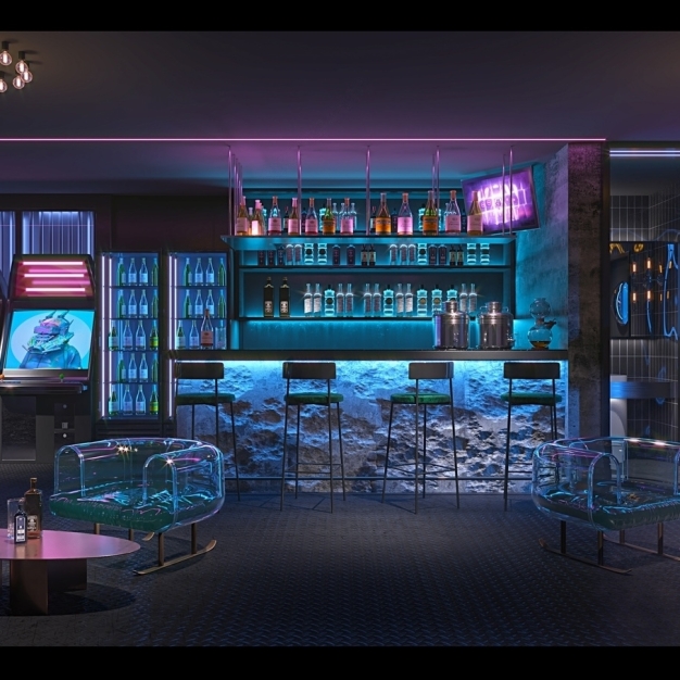 工业风霓虹酒吧3D模型
