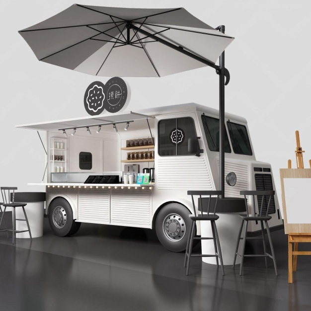 工业风奶茶店餐车3D模型