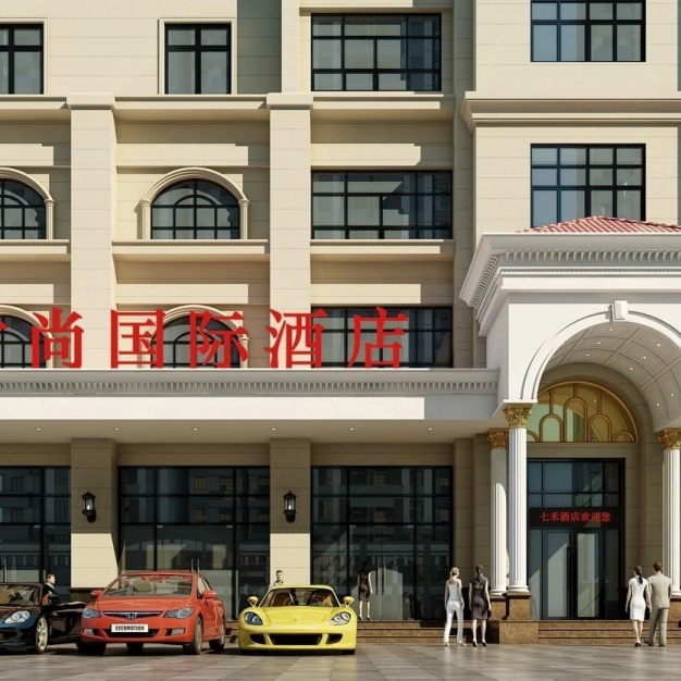 酒店门头外观3D模型