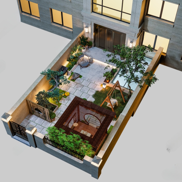 新中式居家庭院3D模型