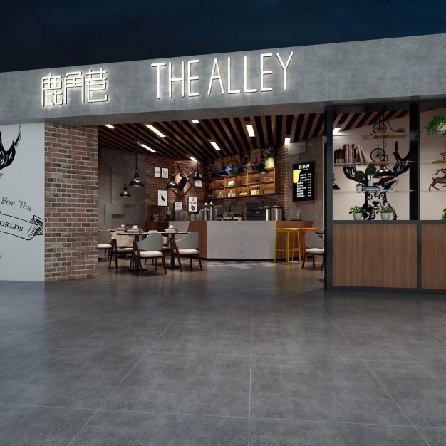 工业风鹿角巷奶茶店3D模型