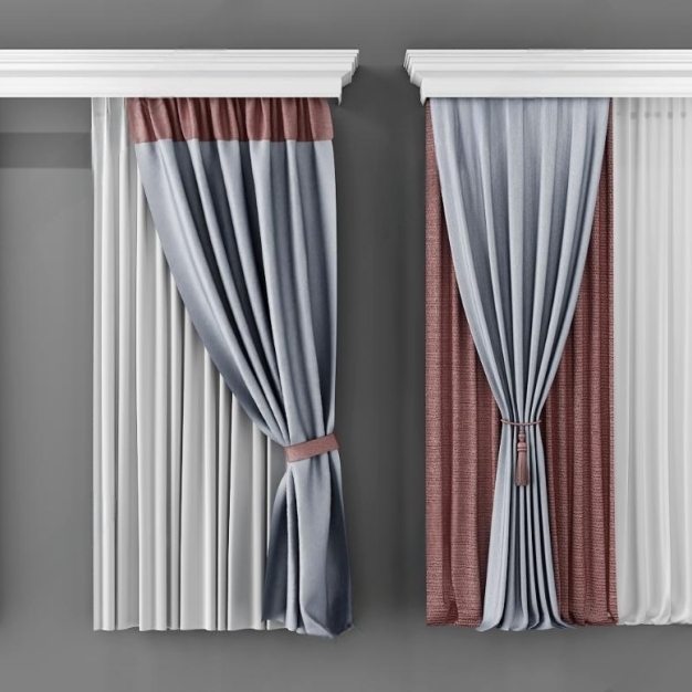 现代窗帘组合3D模型