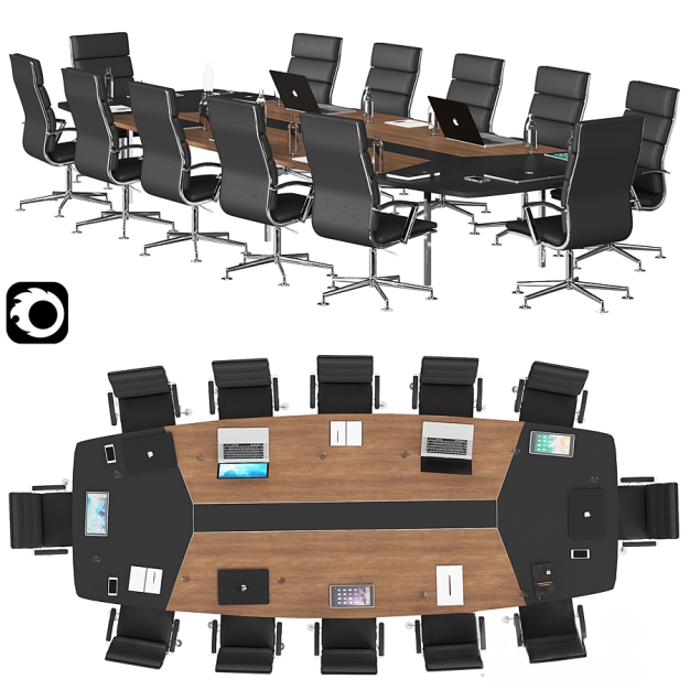 现代会议桌椅3D模型