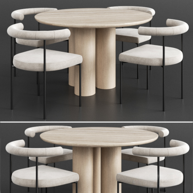 圆形餐桌椅组合3D模型