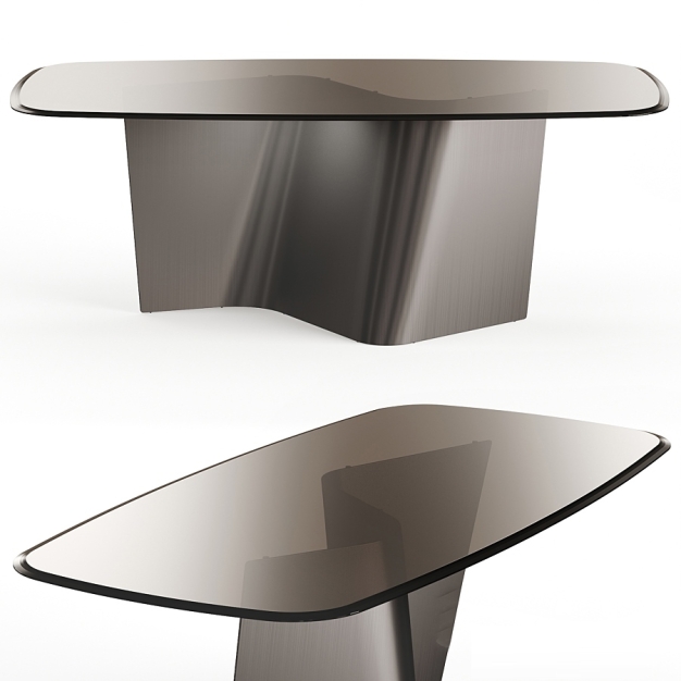 现代茶色玻璃餐桌3D模型