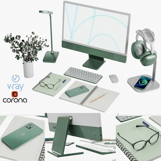 办公桌面摆件3D模型