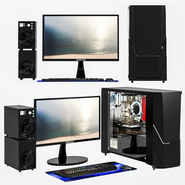 现代台式电脑主机显示器3D模型