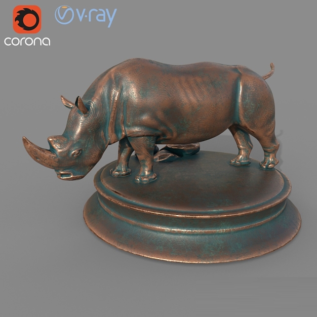犀牛雕塑摆件3D模型