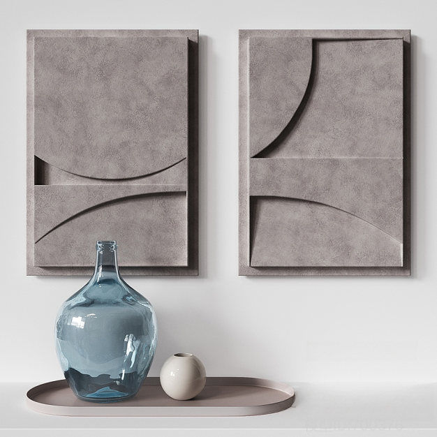 侘寂立体装饰画3D模型