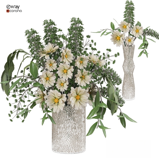 花瓶 花艺 鲜花 插花3D模型