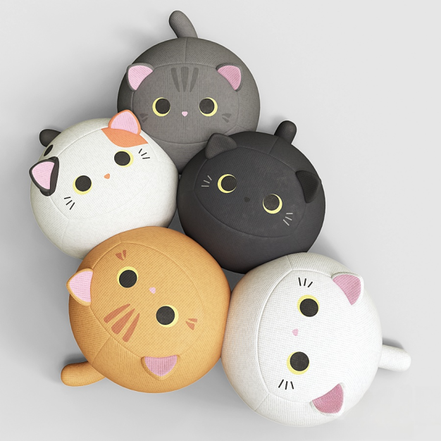 现代猫咪布偶玩具3D模型