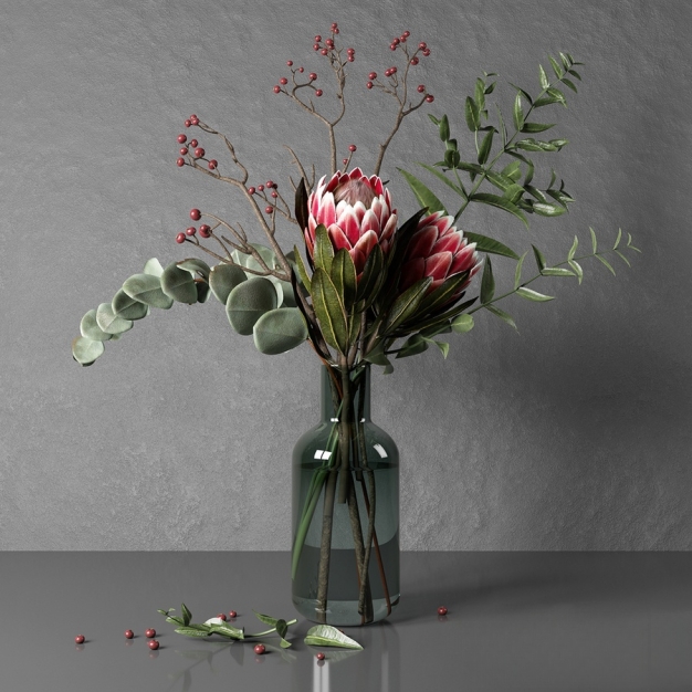 花瓶 花艺 鲜花 插花3D模型