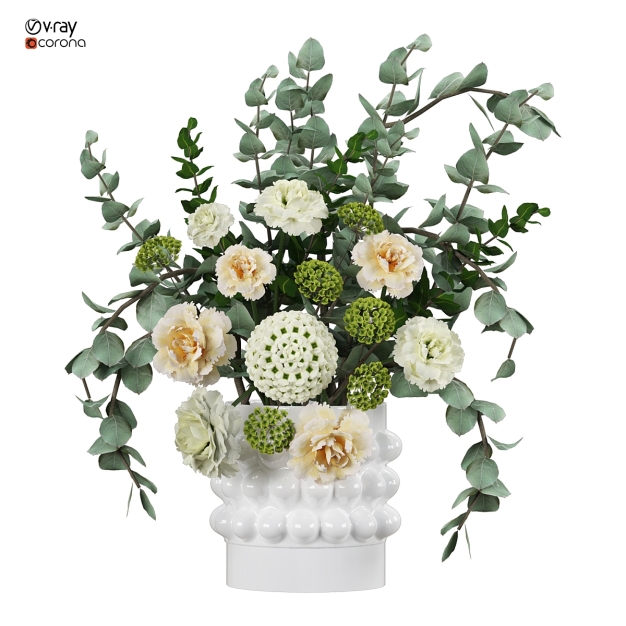 花瓶 花艺 鲜花 插花3D模型