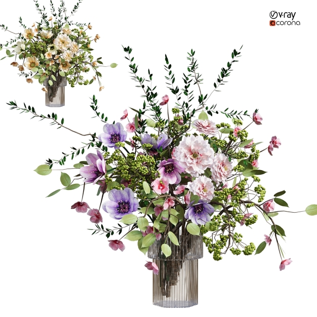 花瓶 花艺 鲜花 插花3D模型