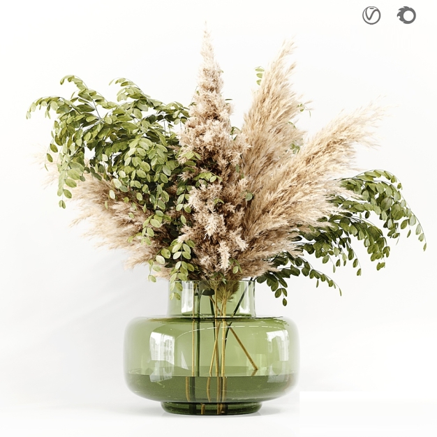 玻璃花瓶干花3D模型