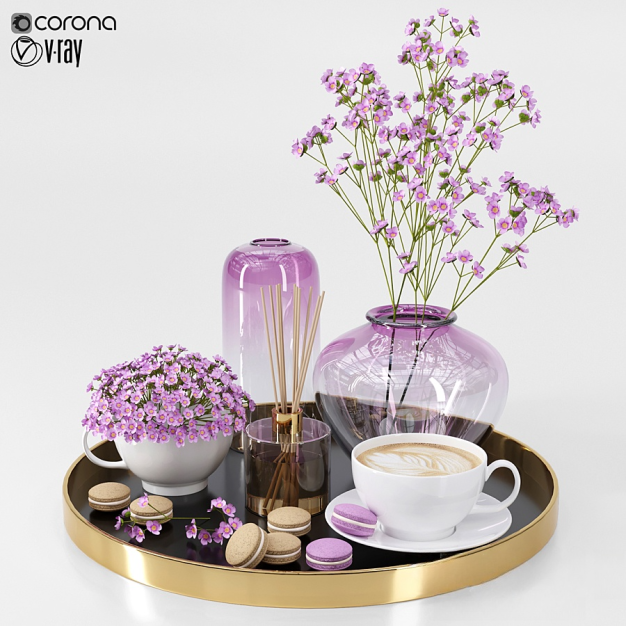 现代尾凤蝶花瓶花艺摆件3D模型