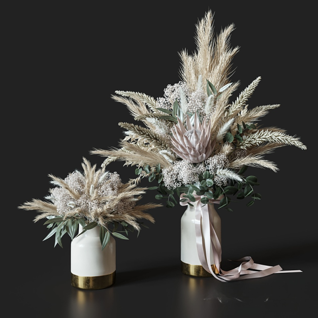 现代干花花瓶花艺摆件3D模型
