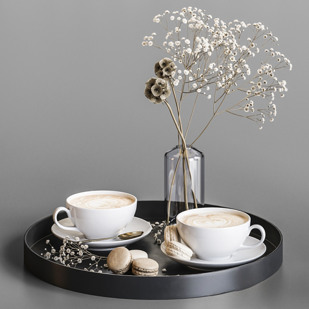 现代干花咖啡摆件3D模型