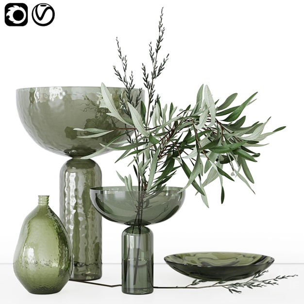 现代玻璃花瓶花艺现代饰品摆件3D模型