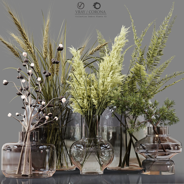现代花束插花装饰品组合3D模型