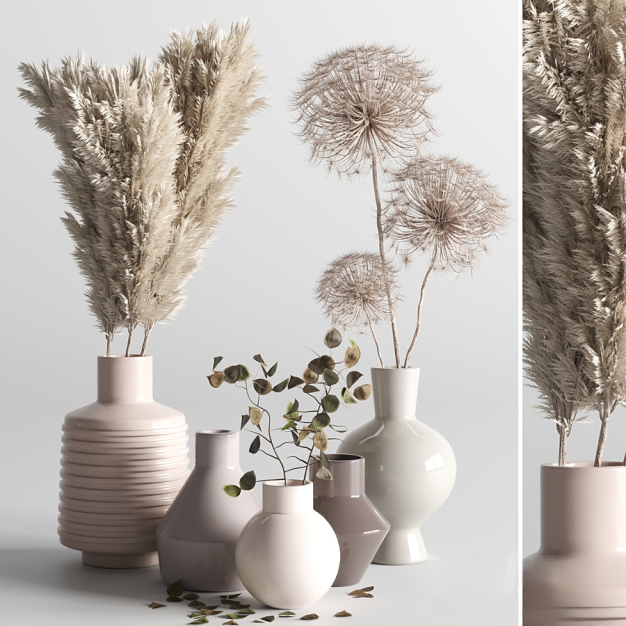 现代干芦苇陶瓷花瓶3D模型