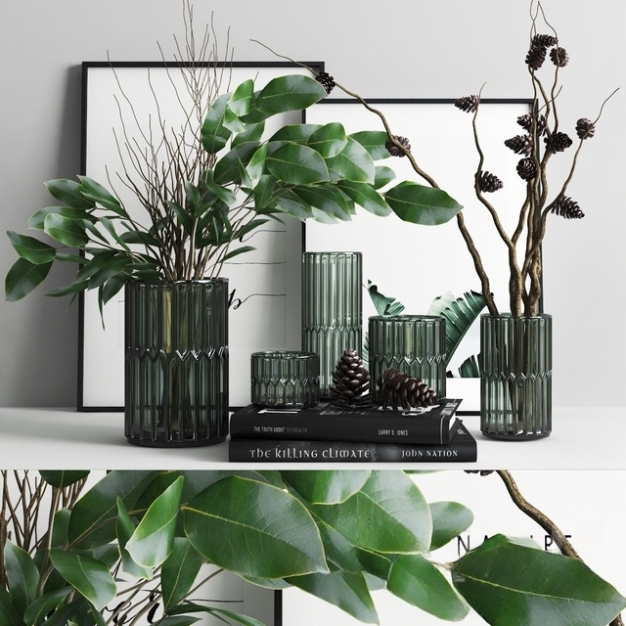 现代花瓶花卉书籍挂画摆件3D模型