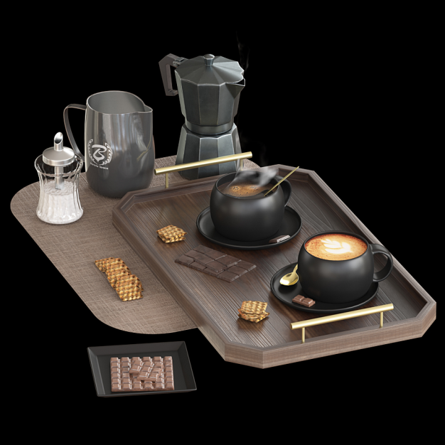 现代咖啡杯茶具3D模型