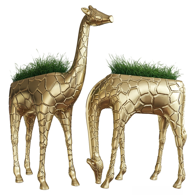 现代绿植长颈鹿盆栽3D模型