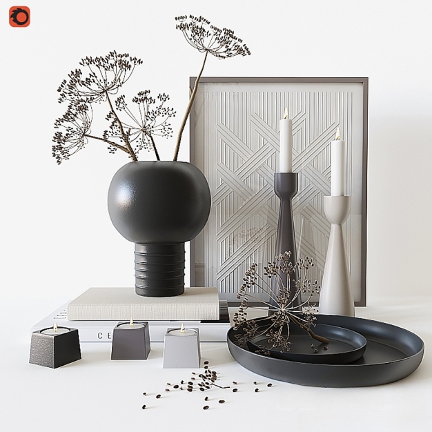 现代花瓶蜡烛工艺品摆件3D模型