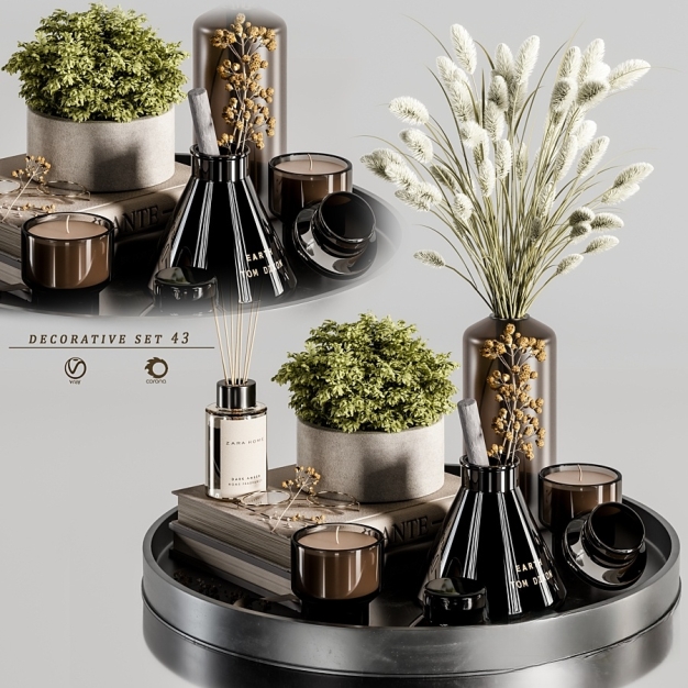 现代香薰 干花 植物饰品摆件3D模型