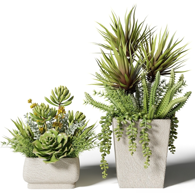 现代绿植盆栽组合3D模型
