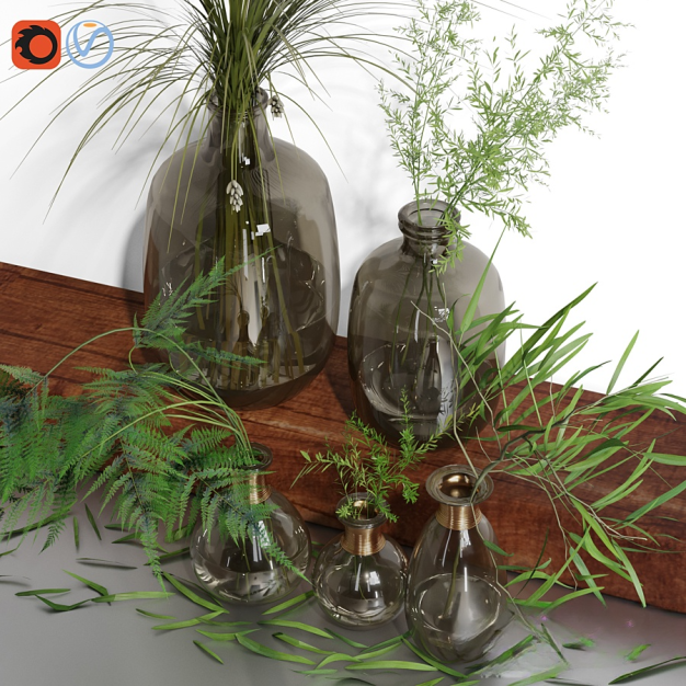 现代水生植物花瓶花艺3D模型