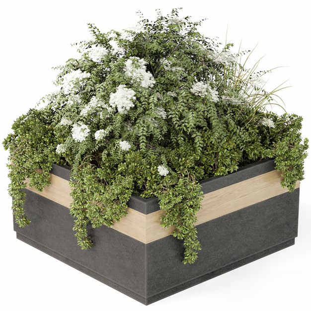 现代花坛绿植盆栽3D模型