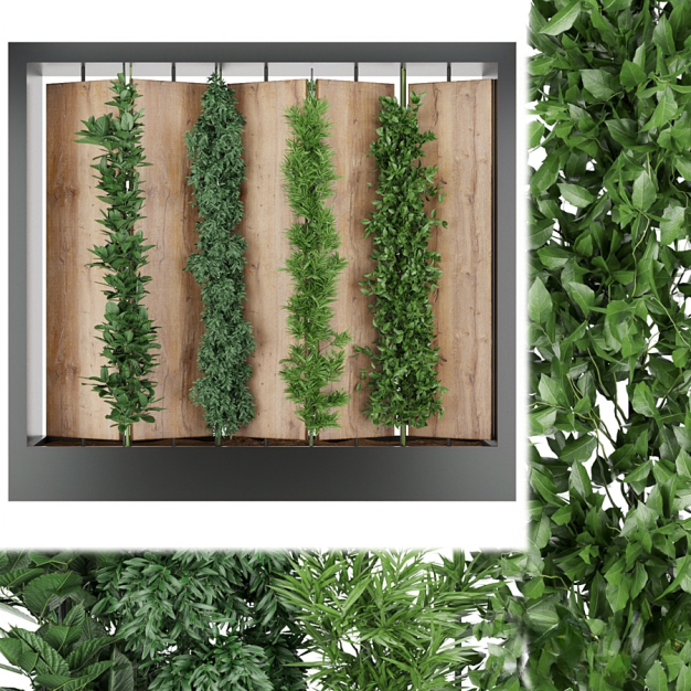 现代绿植木板屏风隔断3D模型