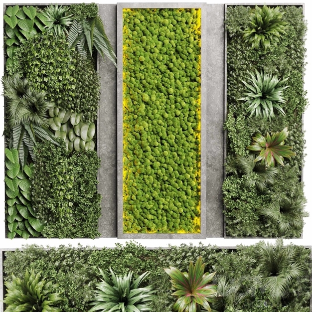 现代苔藓植物墙3D模型