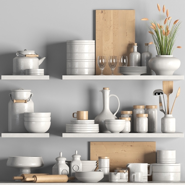 餐具 调味品 砧板3D模型