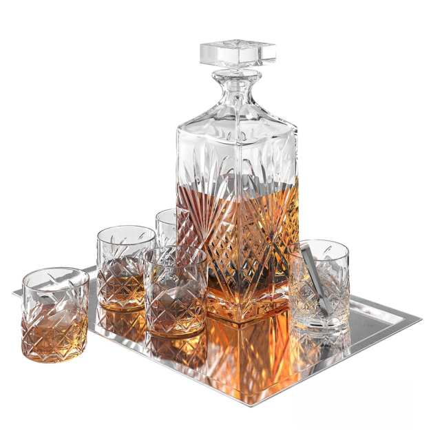 现代威士忌酒瓶酒杯3D模型