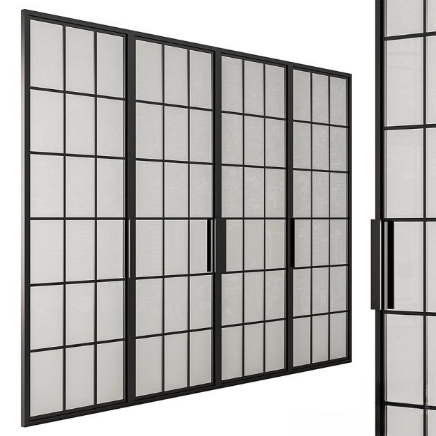 现代金属玻璃门3D模型