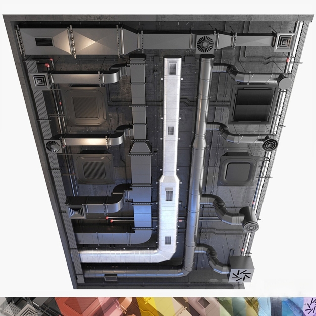 工业风顶面 通风管道3D模型