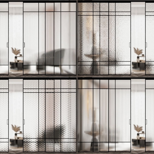 现代工艺玻璃移门推拉门3D模型