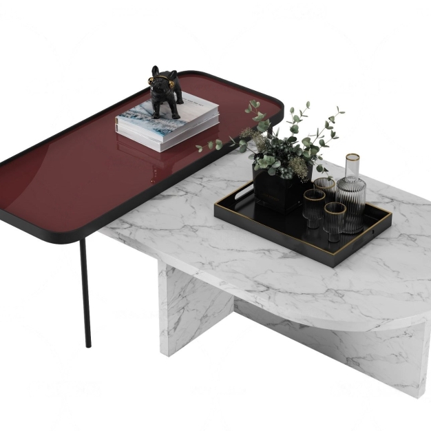 现代大理石茶几3D模型