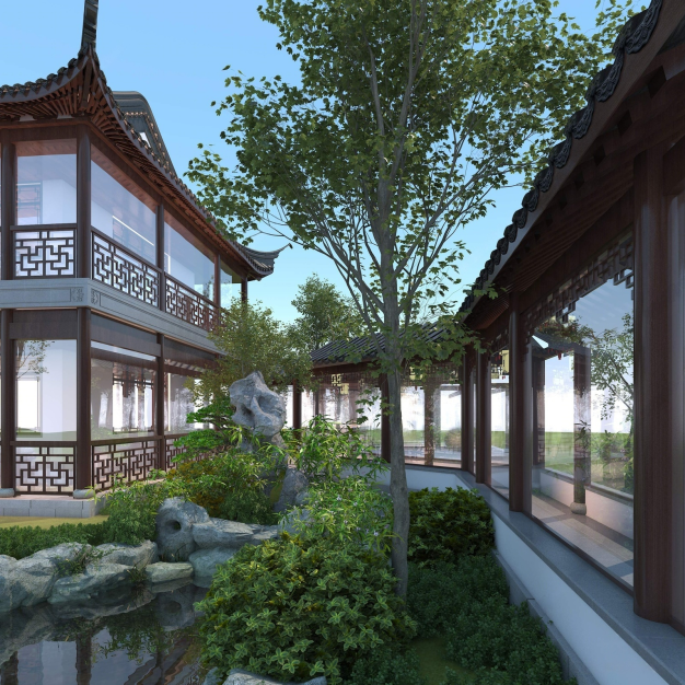 中式园林景观3D模型